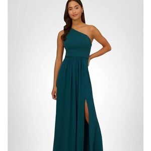 Adrianna Papell One-Shoulder Hunter Gown